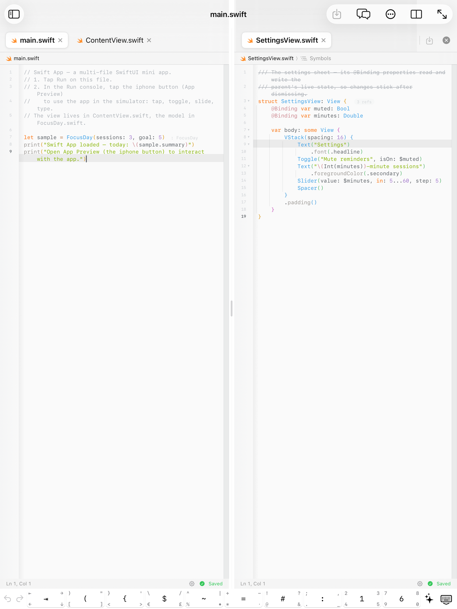 Editor in CodeSSH